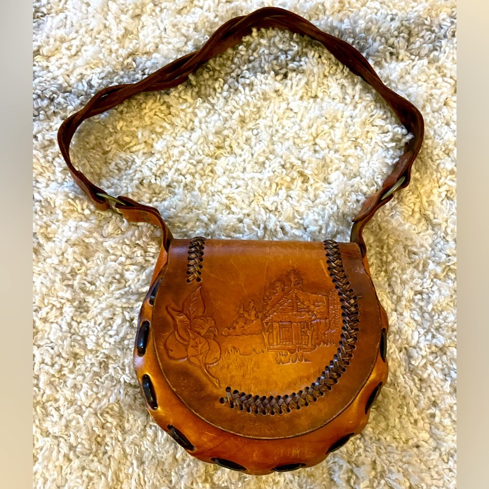 Vintage Boho Handmade Leather Festival Saddle Bag